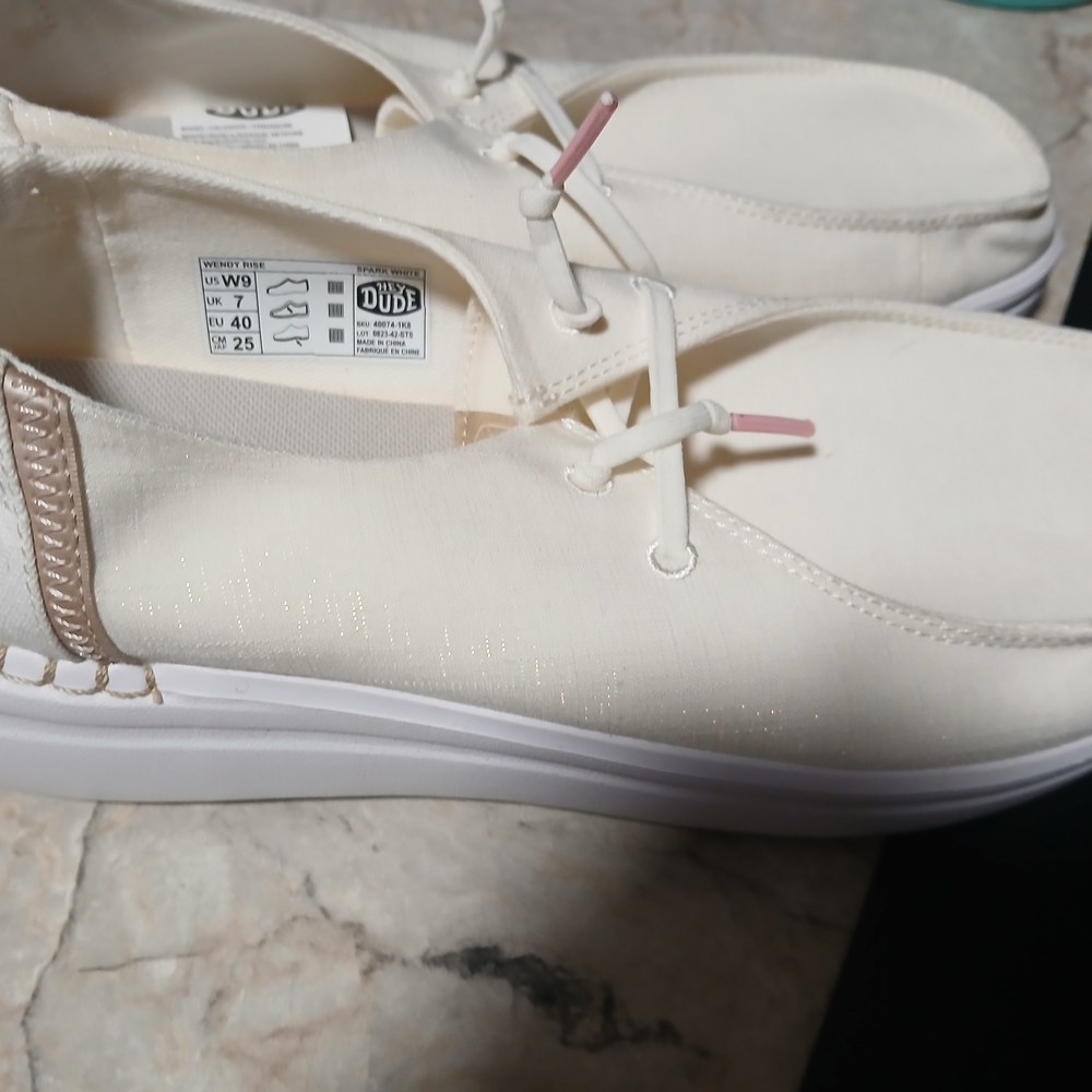 Hey Dude Off-White Shoes with Pink Details